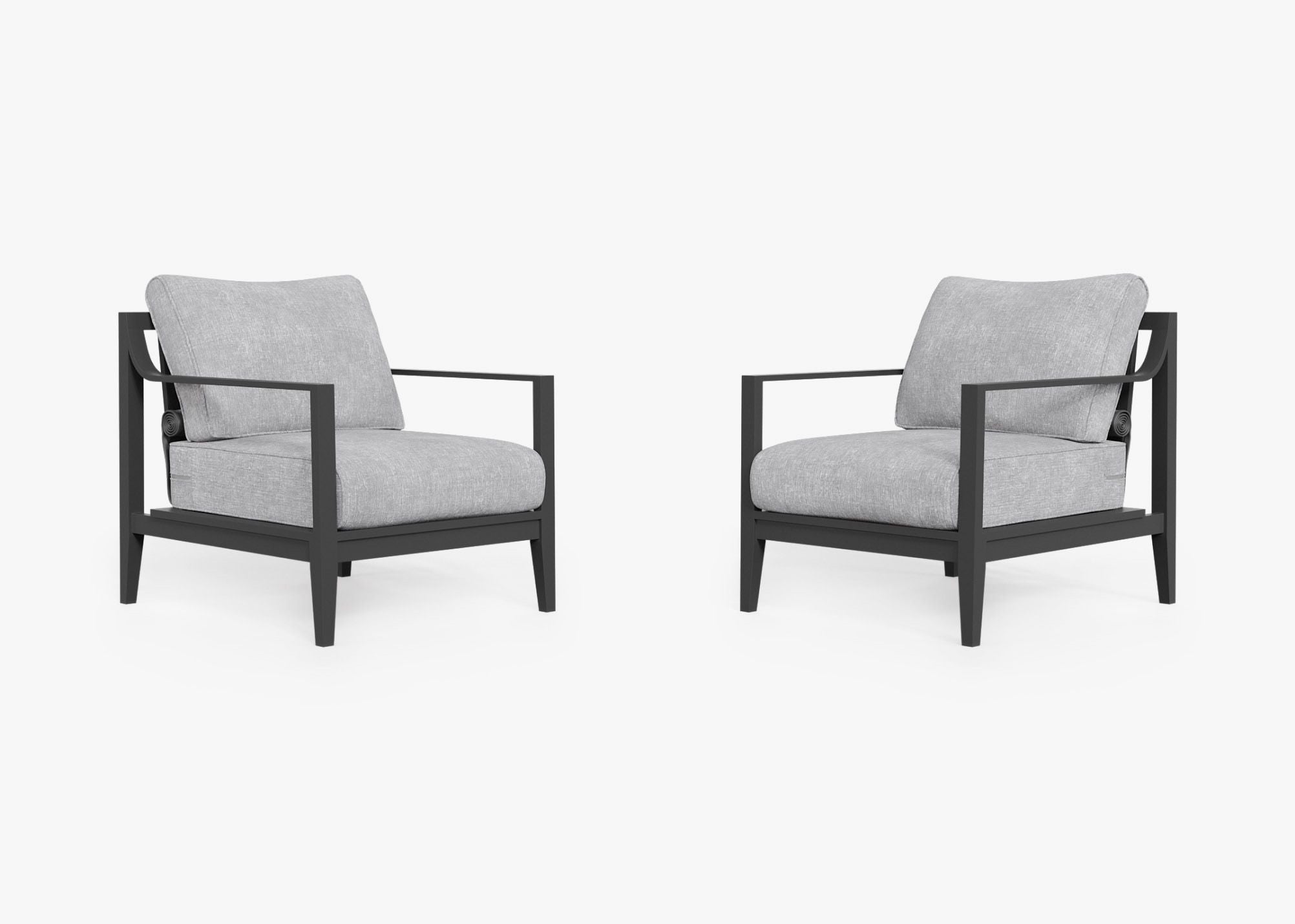 Charcoal Aluminum Outdoor Armchair Conversation Set, front. Comfortable, durable, and weather resistant outdoor seating with memory foam. #color_pacific fog gray