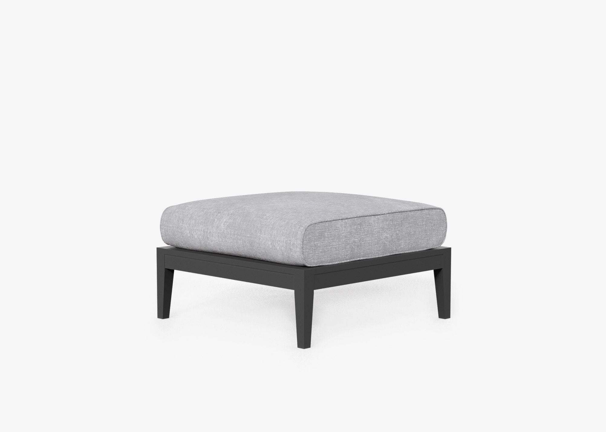 Charcoal Aluminum Outdoor Ottoman, front. Comfortable, durable, and weather resistant outdoor seating with memory foam. #color_pacific fog gray