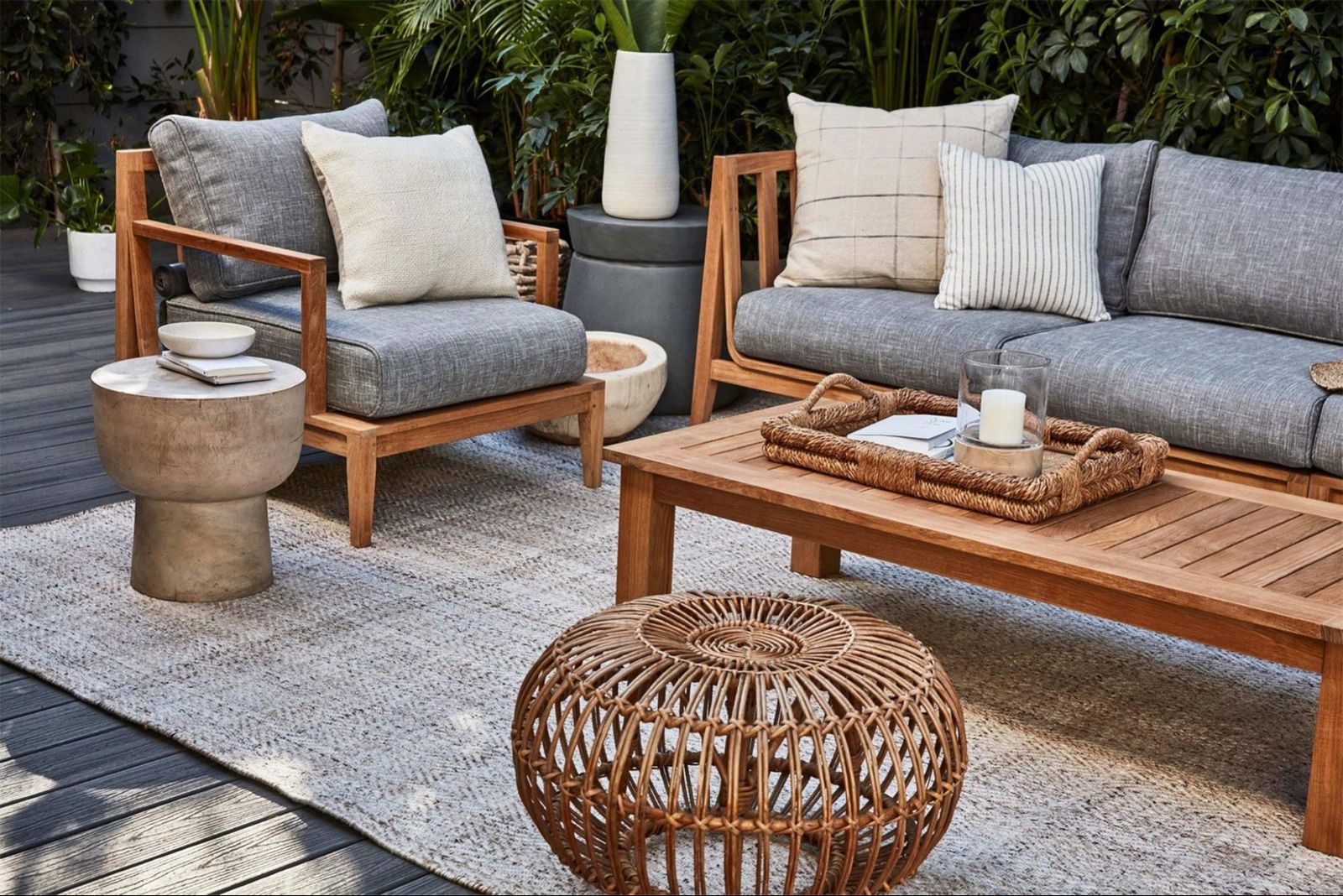 Teak Sectional With Performance Fabric Cushions Built for Lasting Beauty