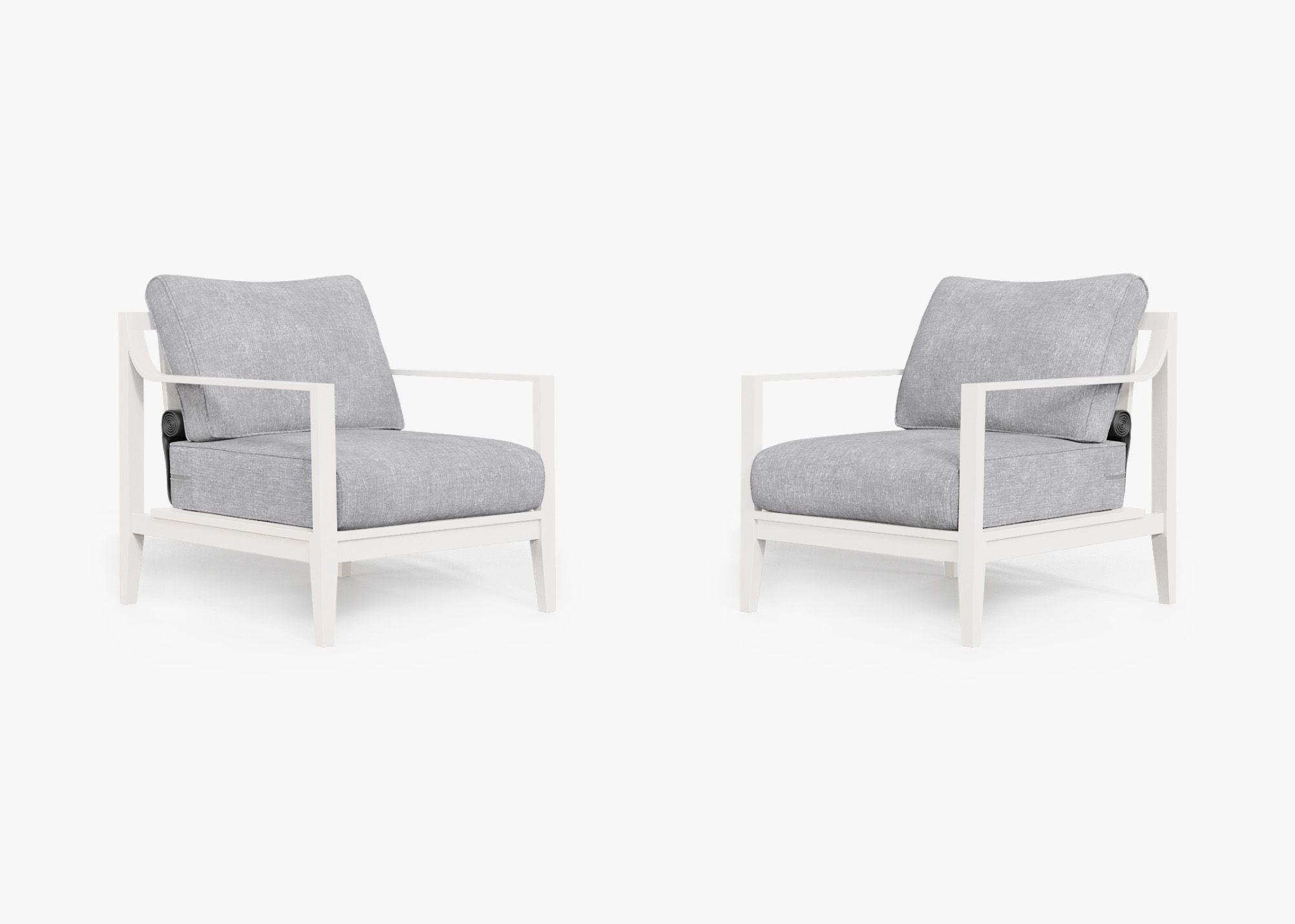 White Aluminum Outdoor Armchair Conversation Set, front. Comfortable, durable, and weather resistant outdoor seating with memory foam. #color_pacific fog gray