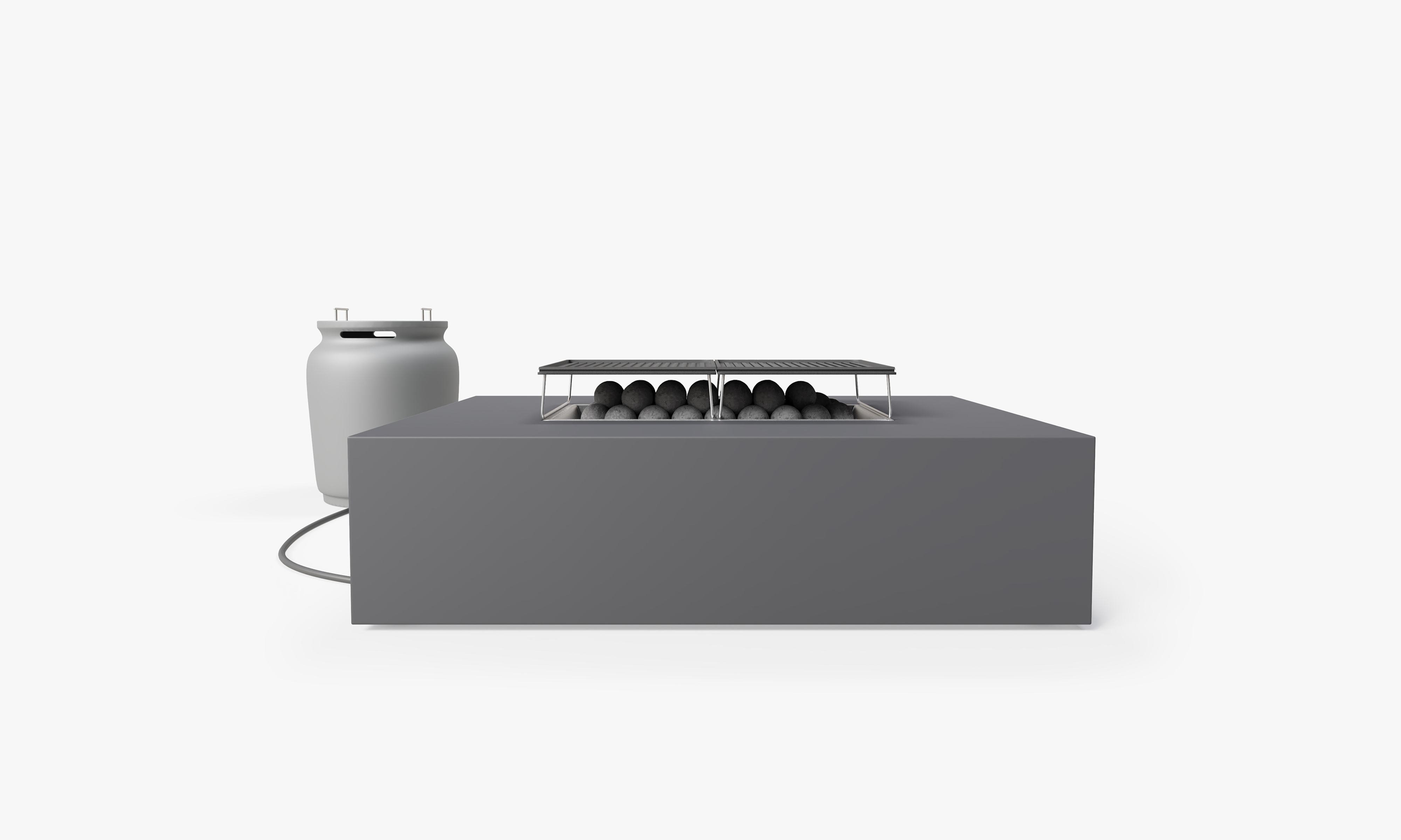 Concrete Fire Pit Table Cooking Set + Propane Tank Cover - Rectangular #title_default title